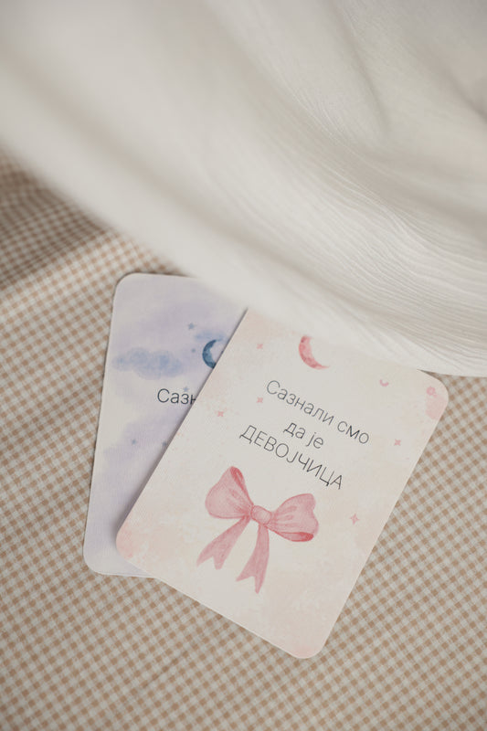 kartice za trudnice, poklon za trudnice, kartice za slikanje bebe, milestone cards za trudnice, saznali smo da je devojcica, saznali smo da je decak
